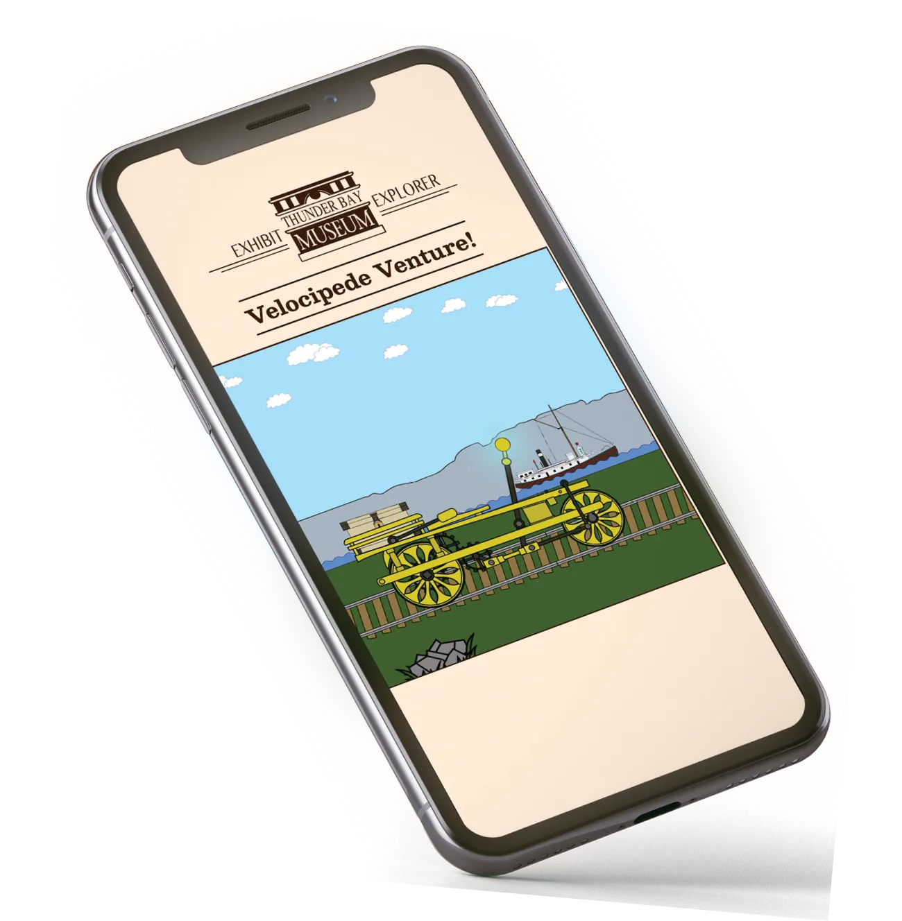 phone showing a digital tool for the Thunder Bay Museum